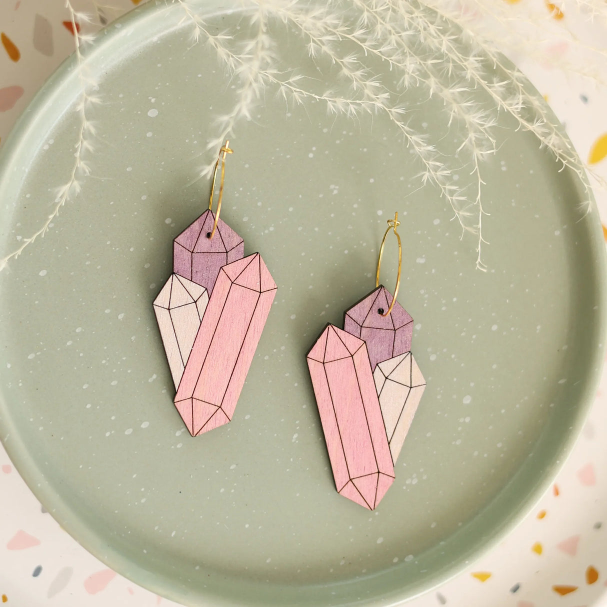 Amethyst Crystal Cluster Hoops from LE CHIC MIAMI