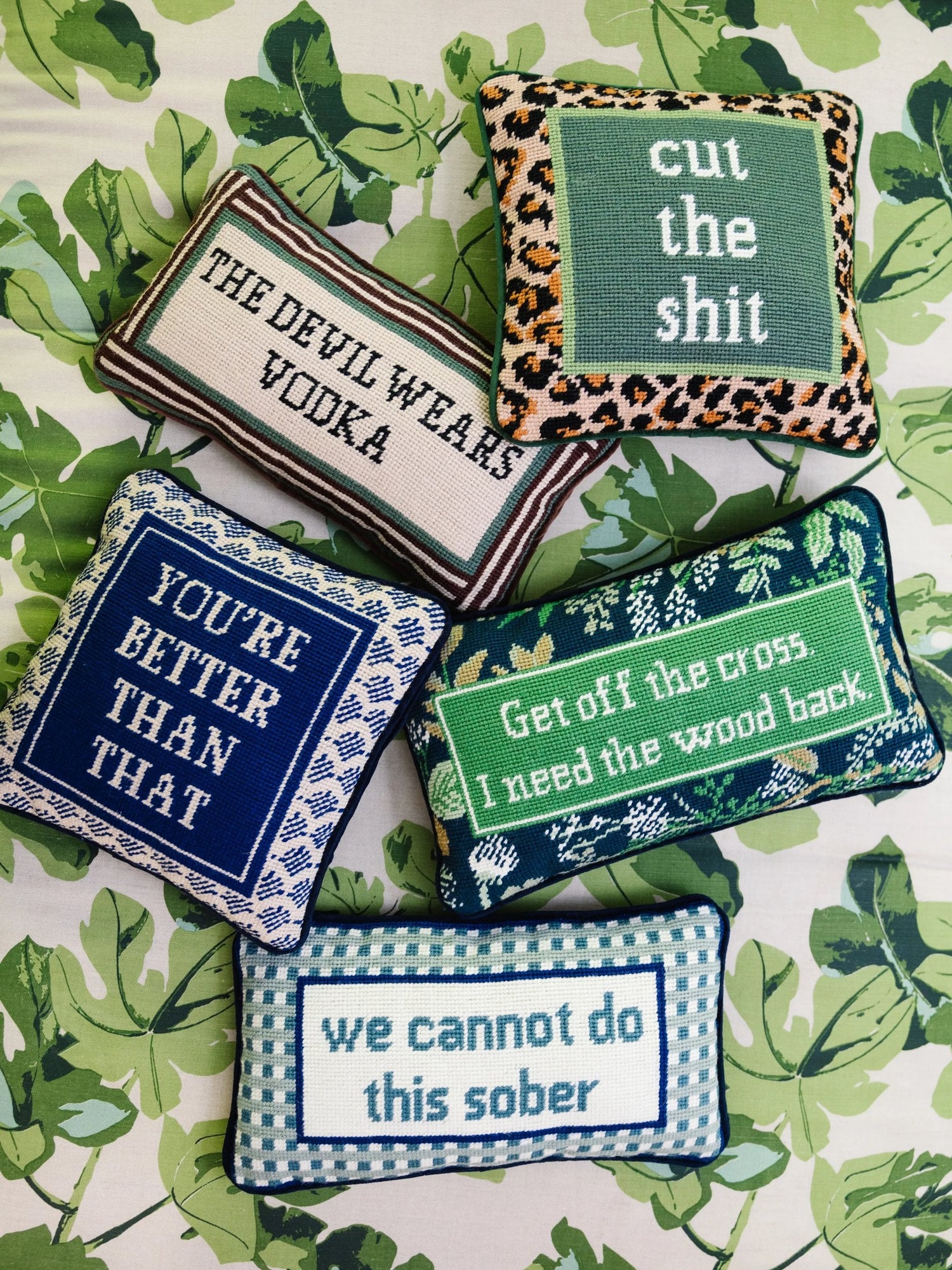 Cut The Shit Needlepoint Pillow from Furbish Studio