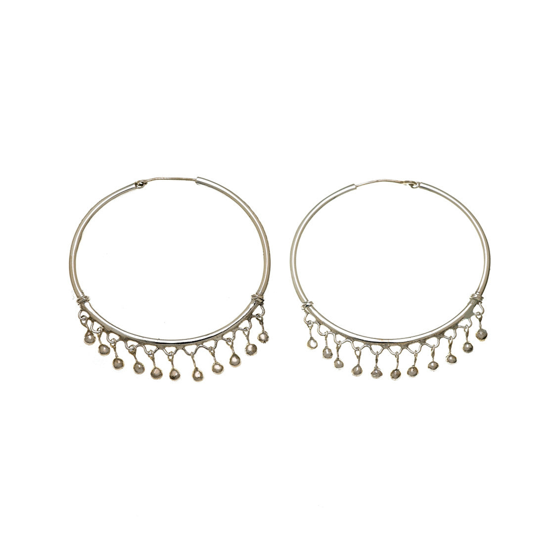 Chand Bali Large Sterling Silver Hoop Earring from Cynthia Gale New York