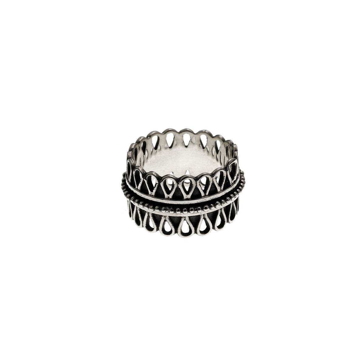 Cold Lock Embroidered Sterling Silver Spinner Ring from Cynthia Gale New York