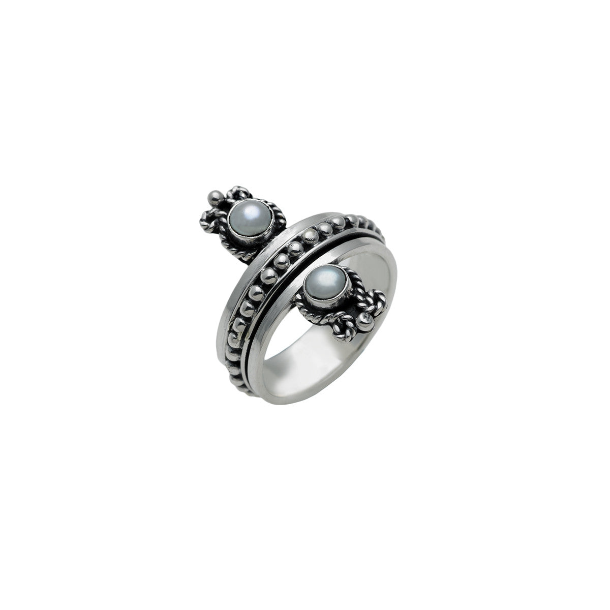 Cloud Reflection Sterling Silver White Pearl Spinner Ring from Cynthia Gale New York