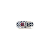 Baroque Sterling Silver And Garnet Spinner Ring from Cynthia Gale New York