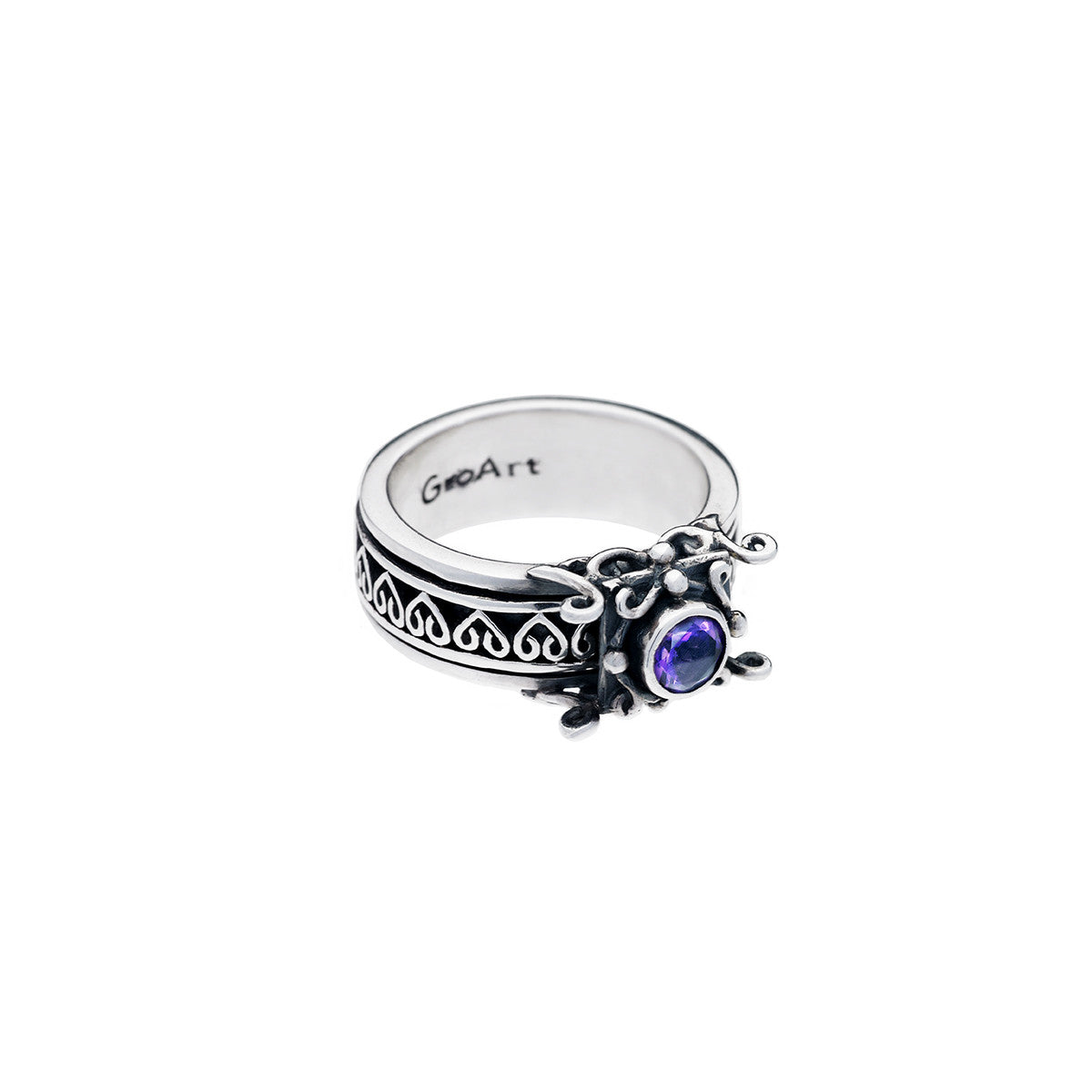Art Nouveau Sterling Silver And Amethyst Spinner Ring from Cynthia Gale New York