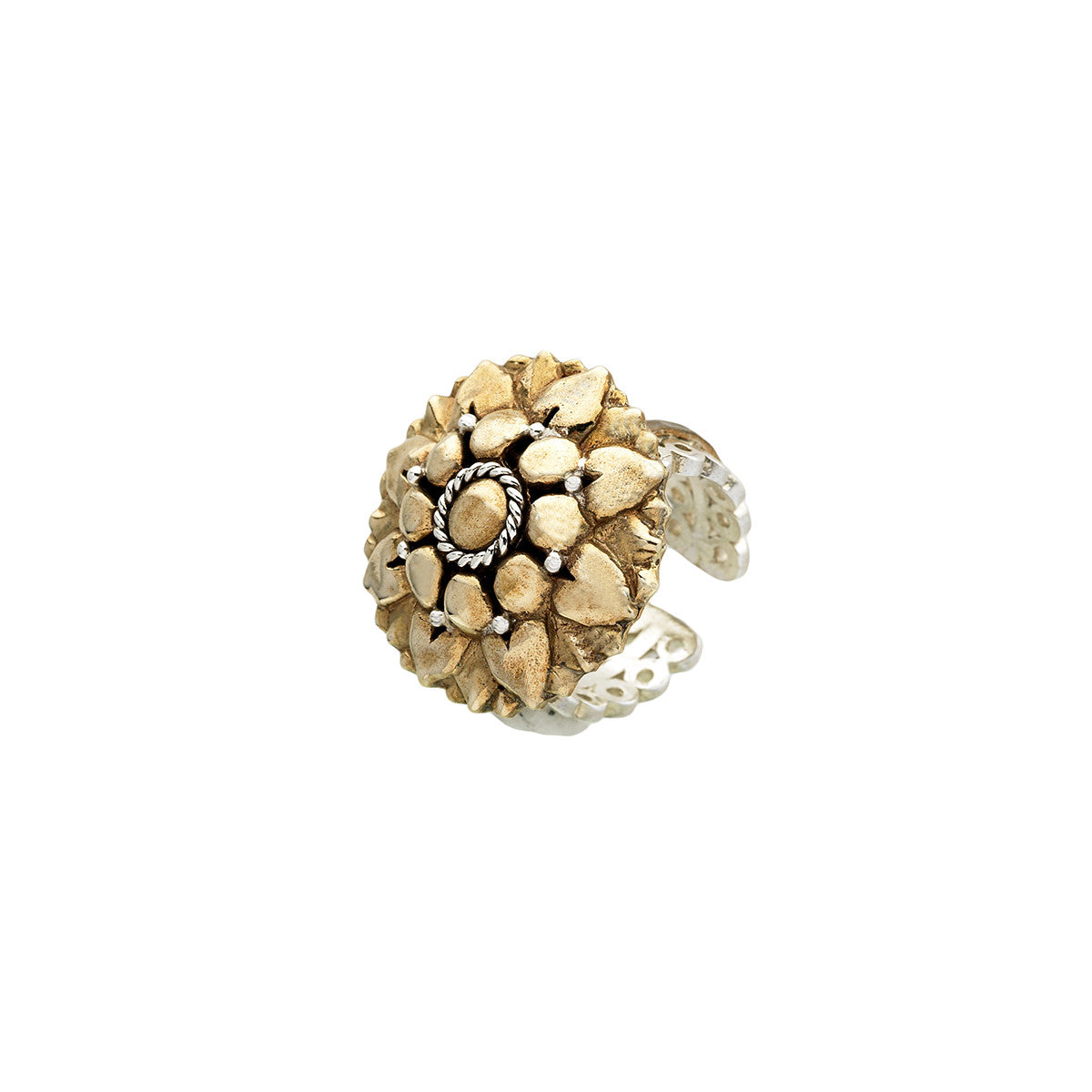 Borobudur Lotus Sterling Silver Bronze Petal Ring from Cynthia Gale New York