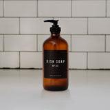 Amber 16oz Glass Dish Soap Dispenser - Black Label From Sweet Water Decor