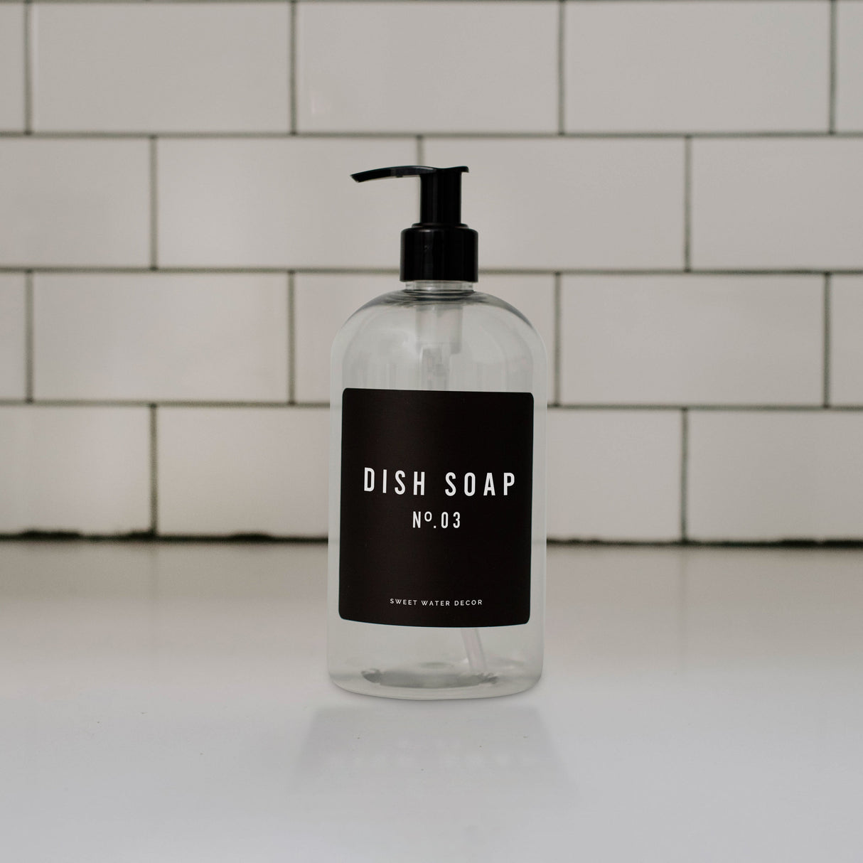 Clear 16oz Plastic Dish Soap Dispenser - Black Label From Sweet Water Decor