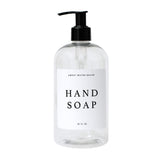 Clear Plastic Hand Soap Dispenser 16oz  - White Text Label From Sweet Water Decor