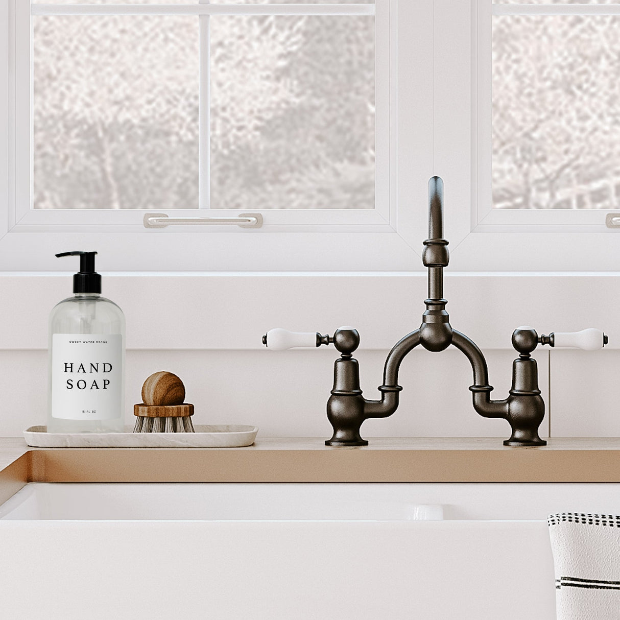 Clear Plastic Hand Soap Dispenser 16oz  - White Text Label From Sweet Water Decor