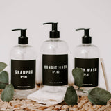 Clear 16oz Plastic Bath + Shower Dispenser Set of 3 - Black Label From Sweet Water Decor