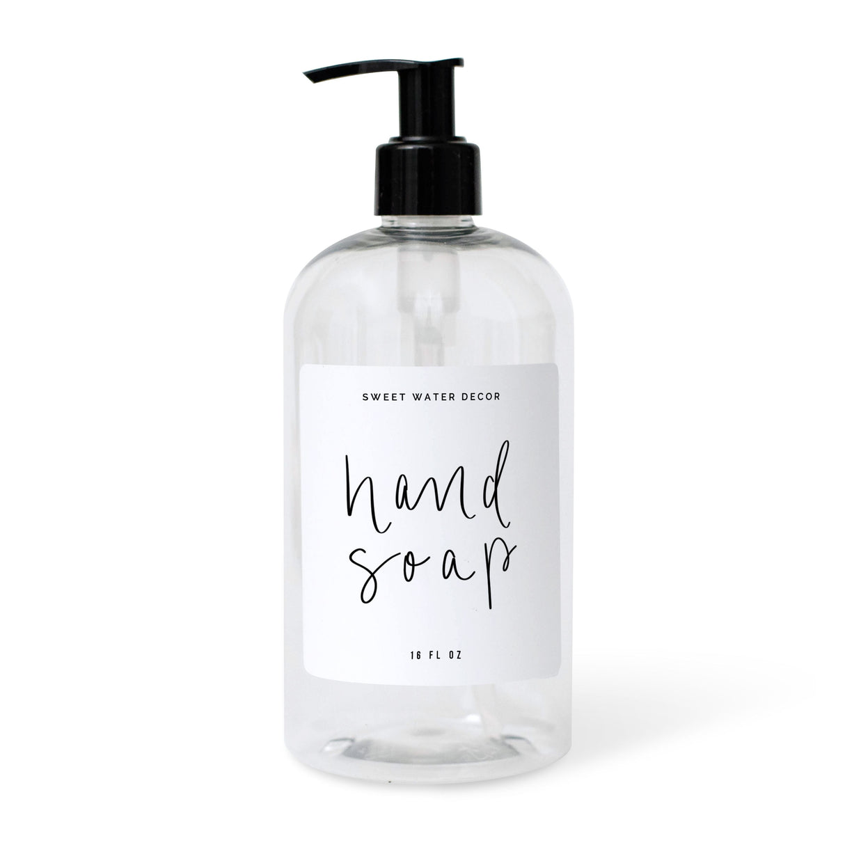 Clear Plastic Hand Soap Dispenser 16oz - White Label From Sweet Water Decor
