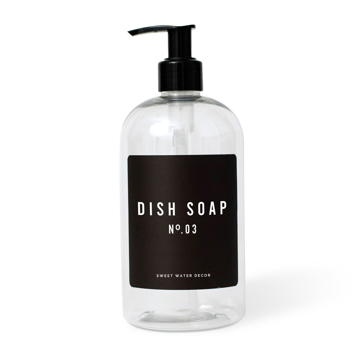 Clear 16oz Plastic Dish Soap Dispenser - Black Label From Sweet Water Decor