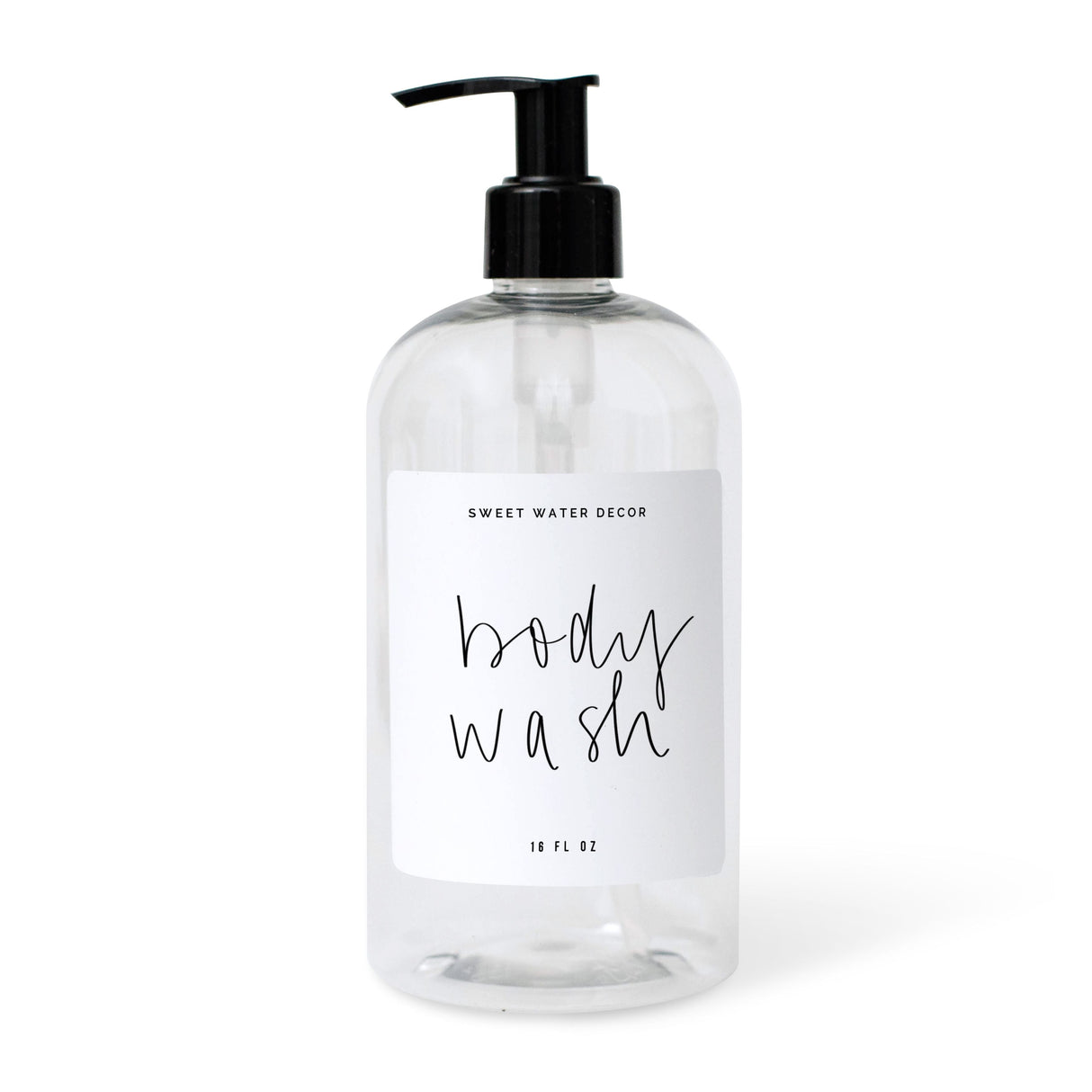Clear 16oz Plastic Body Wash Dispenser - White Label From Sweet Water Decor