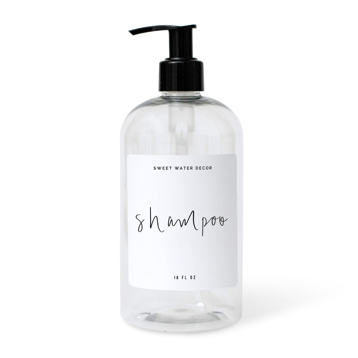Clear Plastic Shampoo Dispenser 16oz - White Label From Sweet Water Decor