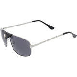 Button Snap Vegan Leather Strap Metal Crossbar Square Aviator Sunglasses D065 from zeroUV