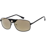Button Snap Vegan Leather Strap Metal Crossbar Square Aviator Sunglasses D065 from zeroUV