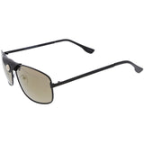 Button Snap Vegan Leather Strap Metal Crossbar Square Aviator Sunglasses D065 from zeroUV