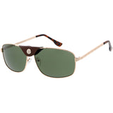 Button Snap Vegan Leather Strap Metal Crossbar Square Aviator Sunglasses D065 from zeroUV