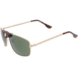 Button Snap Vegan Leather Strap Metal Crossbar Square Aviator Sunglasses D065 from zeroUV