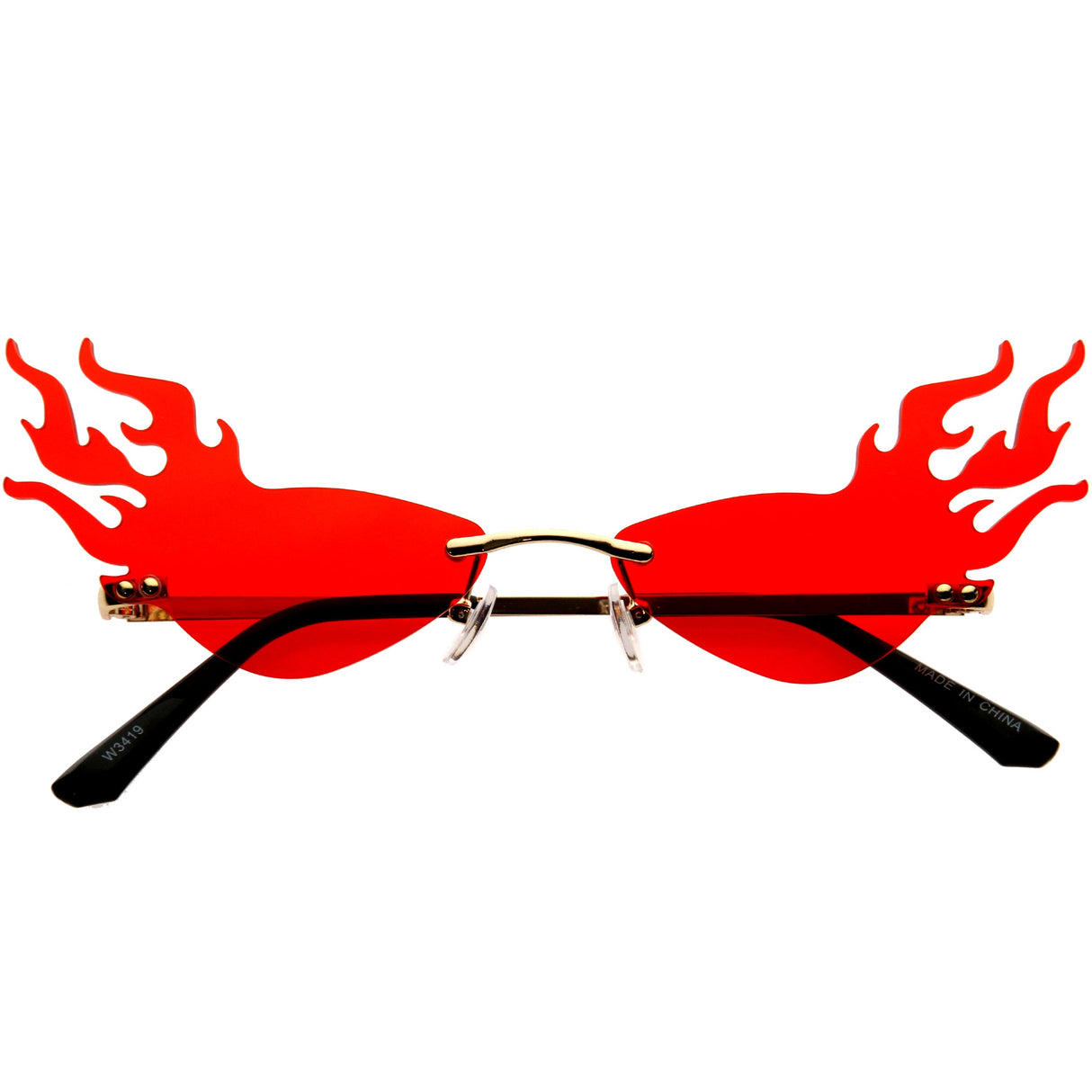 Flaming Fire Color Tinted Lens Oval Rimless Flames Sunglasses D073 from zeroUV