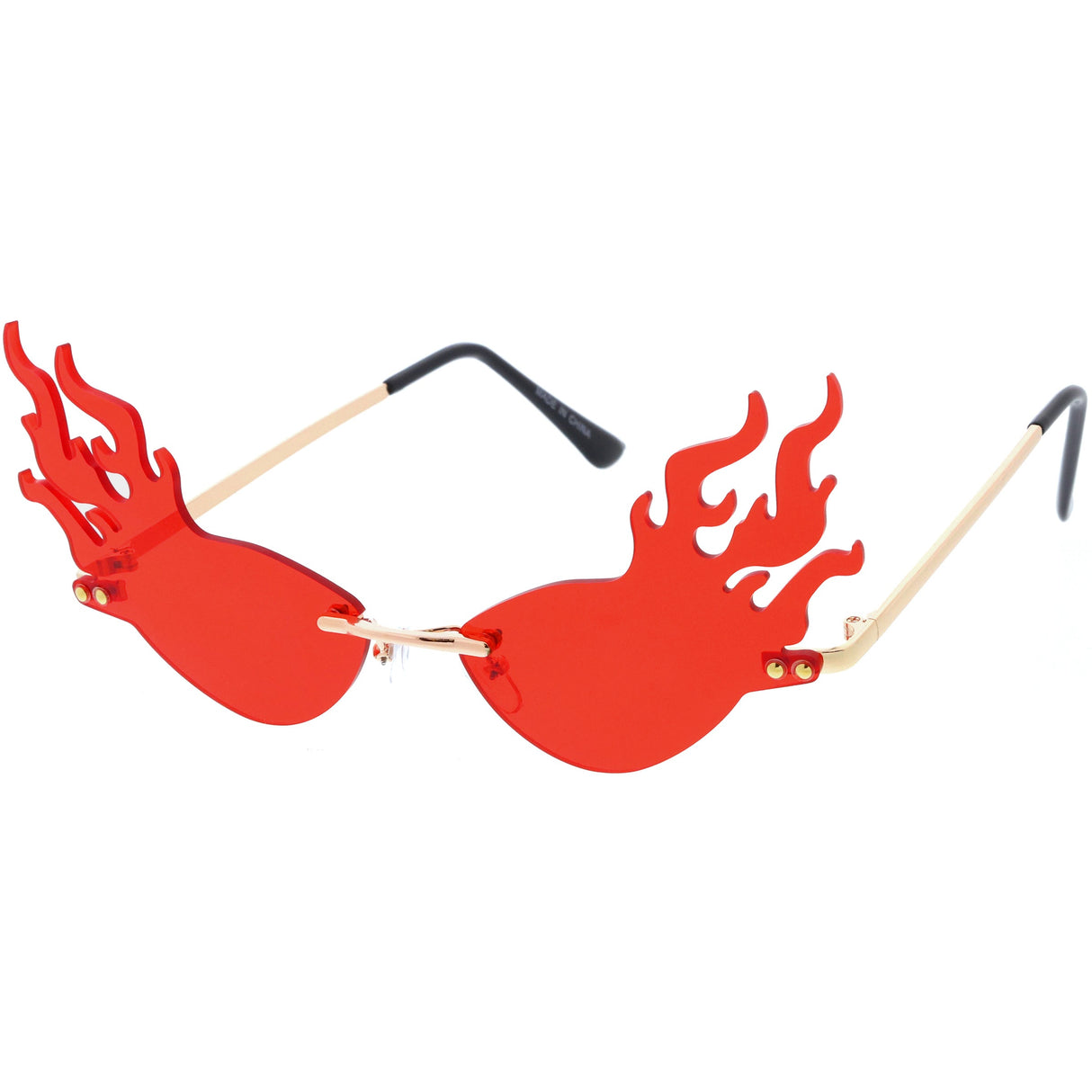 Flaming Fire Color Tinted Lens Oval Rimless Flames Sunglasses D073 from zeroUV