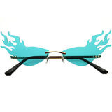 Flaming Fire Color Tinted Lens Oval Rimless Flames Sunglasses D073 from zeroUV