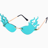 Flaming Fire Color Tinted Lens Oval Rimless Flames Sunglasses D073 from zeroUV
