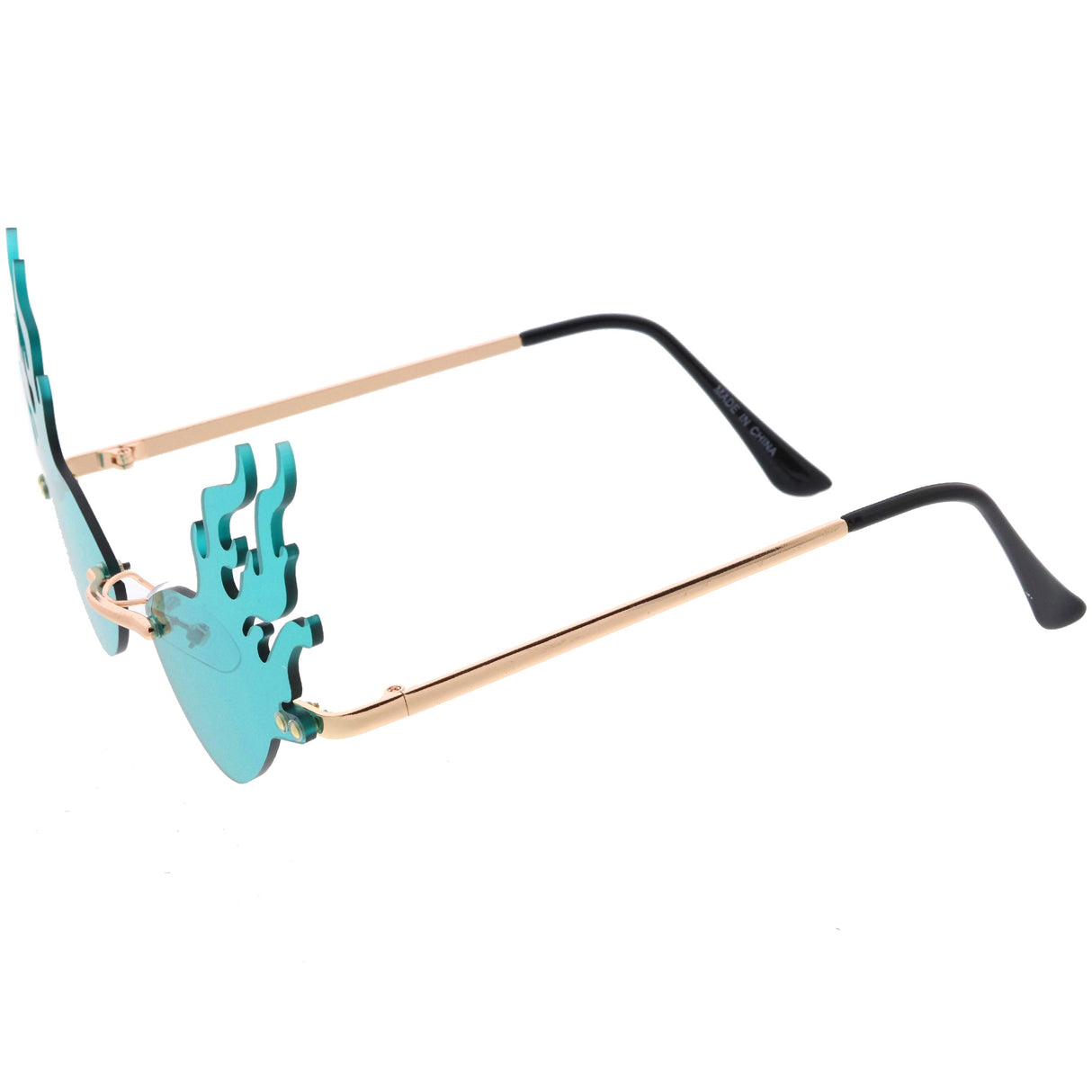 Flaming Fire Color Tinted Lens Oval Rimless Flames Sunglasses D073 from zeroUV