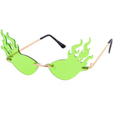 Flaming Fire Color Tinted Lens Oval Rimless Flames Sunglasses D073 from zeroUV