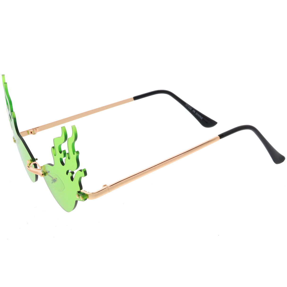 Flaming Fire Color Tinted Lens Oval Rimless Flames Sunglasses D073 from zeroUV