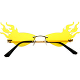 Flaming Fire Color Tinted Lens Oval Rimless Flames Sunglasses D073 from zeroUV