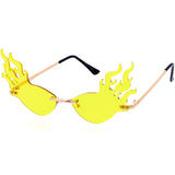Flaming Fire Color Tinted Lens Oval Rimless Flames Sunglasses D073 from zeroUV