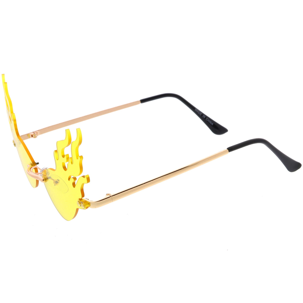 Flaming Fire Color Tinted Lens Oval Rimless Flames Sunglasses D073 from zeroUV