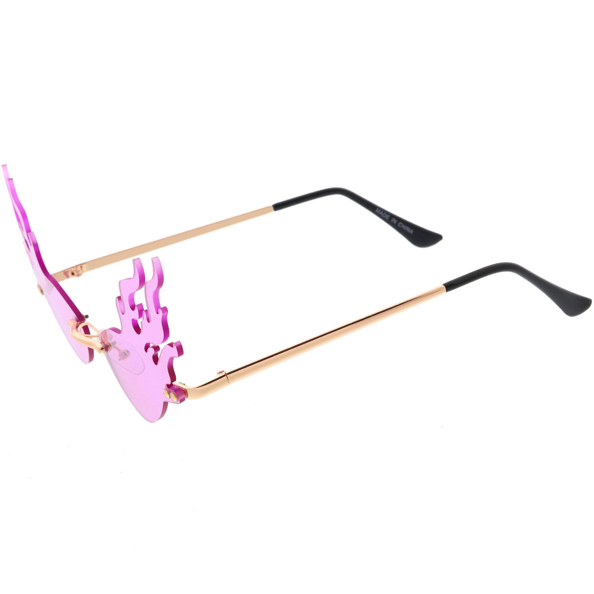 Flaming Fire Color Tinted Lens Oval Rimless Flames Sunglasses D073 from zeroUV