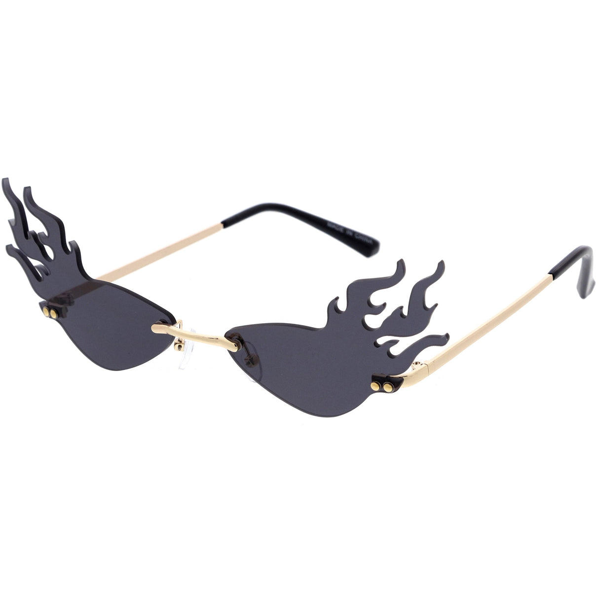 Flaming Fire Color Tinted Lens Oval Rimless Flames Sunglasses D073 from zeroUV