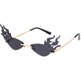 Flaming Fire Color Tinted Lens Oval Rimless Flames Sunglasses D073 from zeroUV
