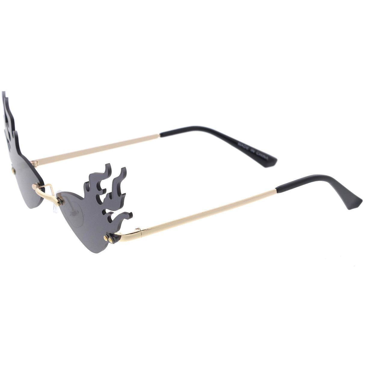 Flaming Fire Color Tinted Lens Oval Rimless Flames Sunglasses D073 from zeroUV