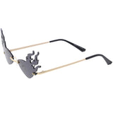 Flaming Fire Color Tinted Lens Oval Rimless Flames Sunglasses D073 from zeroUV