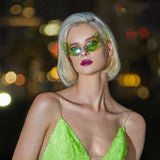 Flaming Fire Color Tinted Lens Oval Rimless Flames Sunglasses D073 from zeroUV