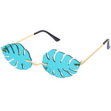 Tropical Palm Leaf Shape Cut-Out Rimless Color Tinted Leaves Sunglasses D075 from zeroUV