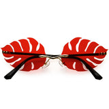 Tropical Palm Leaf Shape Cut-Out Rimless Color Tinted Leaves Sunglasses D075 from zeroUV