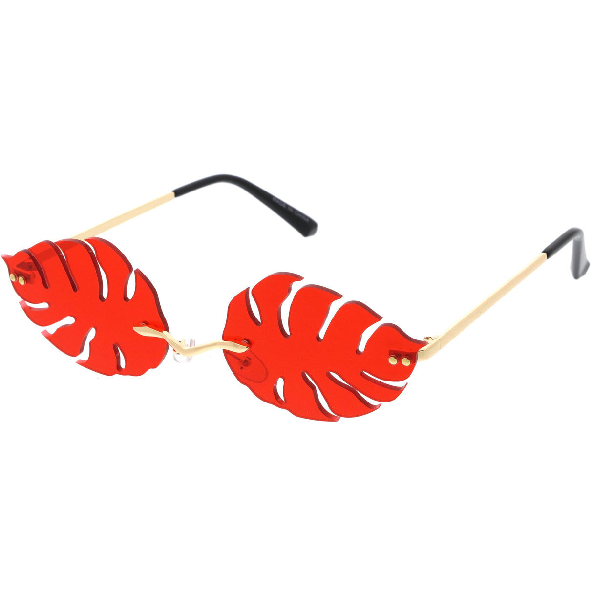 Tropical Palm Leaf Shape Cut-Out Rimless Color Tinted Leaves Sunglasses D075 from zeroUV