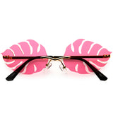 Tropical Palm Leaf Shape Cut-Out Rimless Color Tinted Leaves Sunglasses D075 from zeroUV