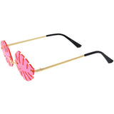 Tropical Palm Leaf Shape Cut-Out Rimless Color Tinted Leaves Sunglasses D075 from zeroUV