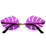 Tropical Palm Leaf Shape Cut-Out Rimless Color Tinted Leaves Sunglasses D075 from zeroUV
