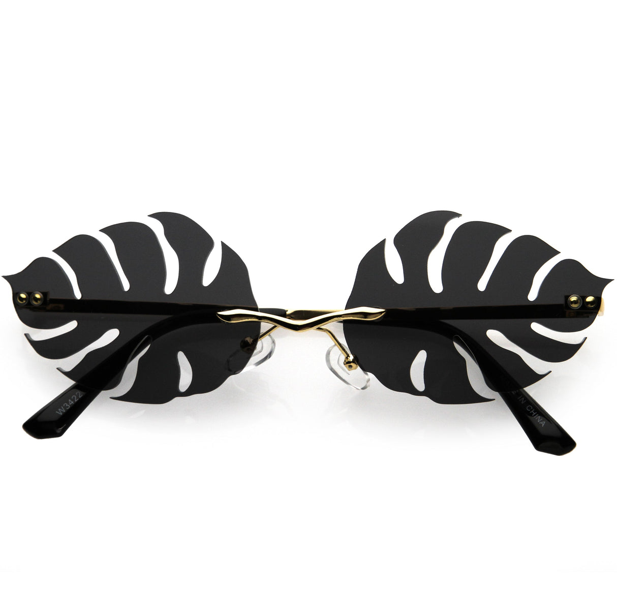 Tropical Palm Leaf Shape Cut-Out Rimless Color Tinted Leaves Sunglasses D075 from zeroUV