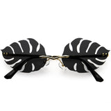 Tropical Palm Leaf Shape Cut-Out Rimless Color Tinted Leaves Sunglasses D075 from zeroUV