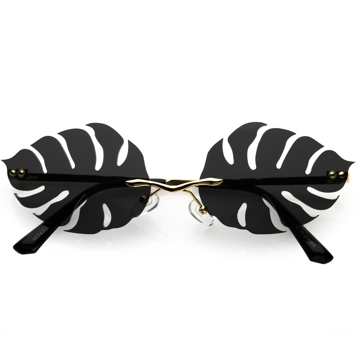 Tropical Palm Leaf Shape Cut-Out Rimless Color Tinted Leaves Sunglasses D075 from zeroUV
