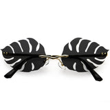 Tropical Palm Leaf Shape Cut-Out Rimless Color Tinted Leaves Sunglasses D075 from zeroUV