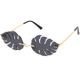 Tropical Palm Leaf Shape Cut-Out Rimless Color Tinted Leaves Sunglasses D075 from zeroUV