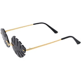 Tropical Palm Leaf Shape Cut-Out Rimless Color Tinted Leaves Sunglasses D075 from zeroUV